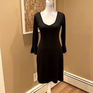 Carilyn Vaile Black Super Soft Nylon & Lycra Dress with Bell Sleeves